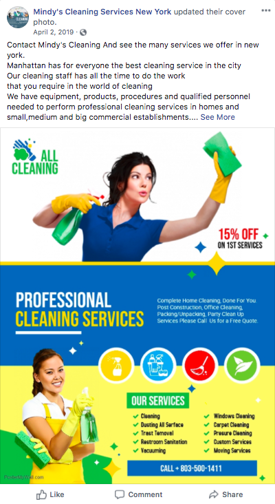Las mejores ideas de anuncios de Facebook para empresas de servicios de limpieza