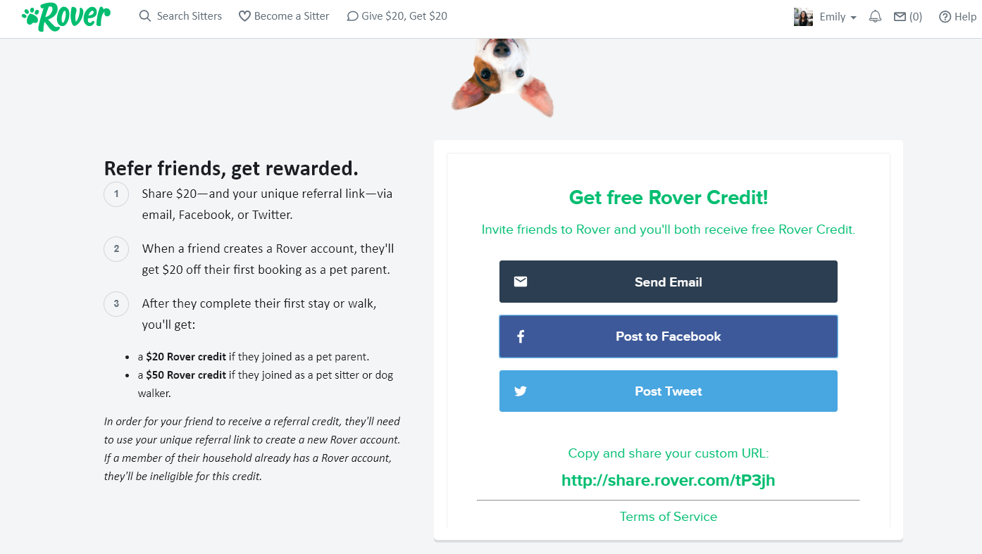 Cómo enviar el código de promoción de Rover a un amigo