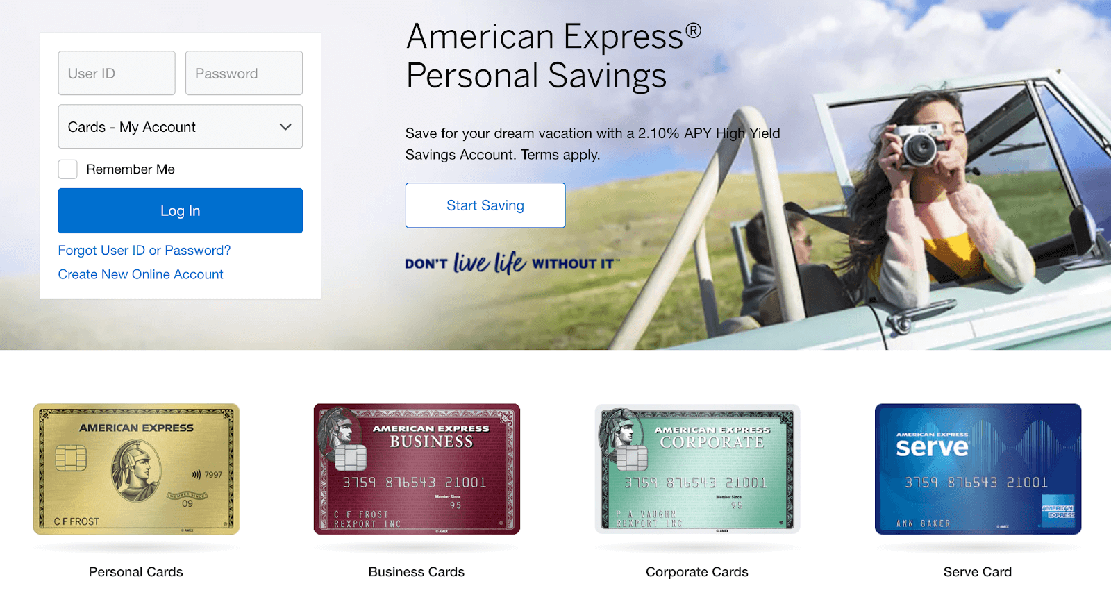 Trabajo desde casa de American Express: la página de inicio de American Express