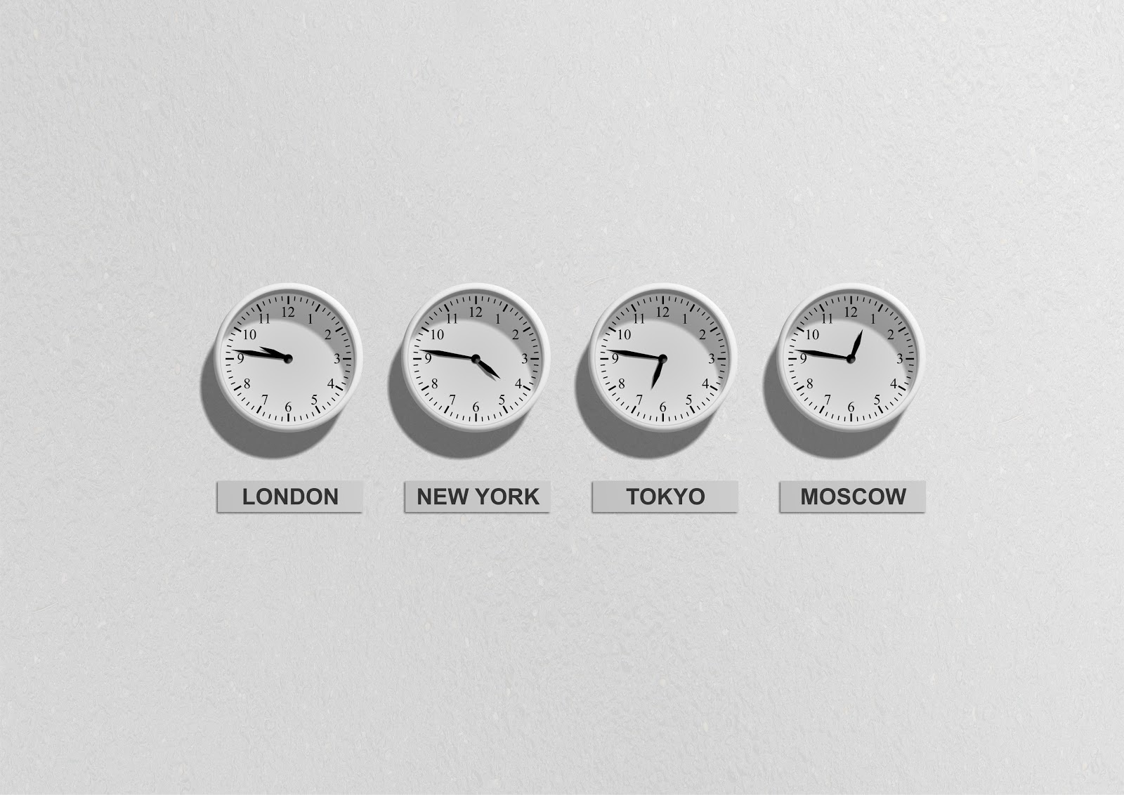 Qué son los días hábiles: relojes para 4 zonas horarias comunes