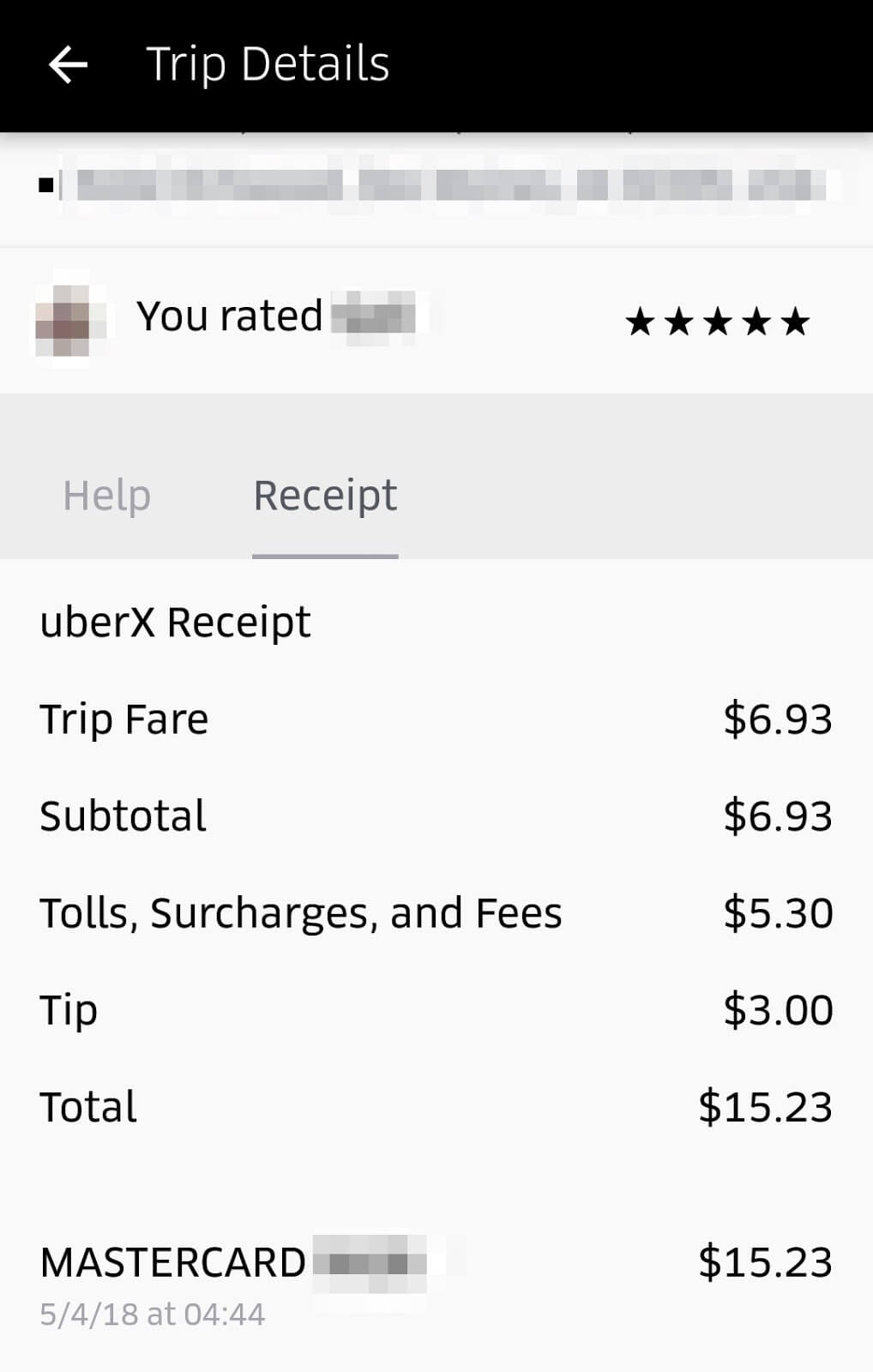 Uber recibo ejemplo 1