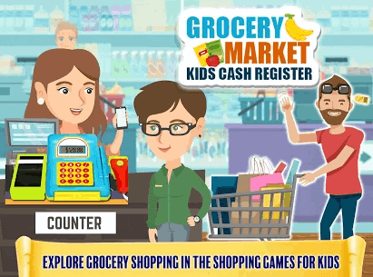 Grocery Market Kids Cash Register - money Games for Kids