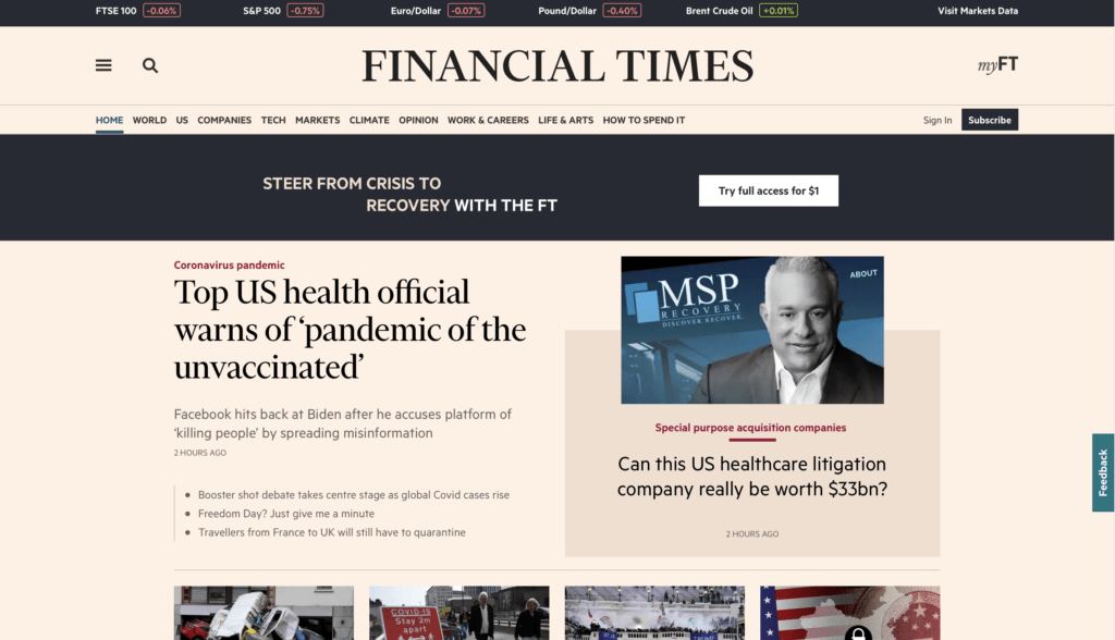 Mejor Periódico Financiero-Financial Times