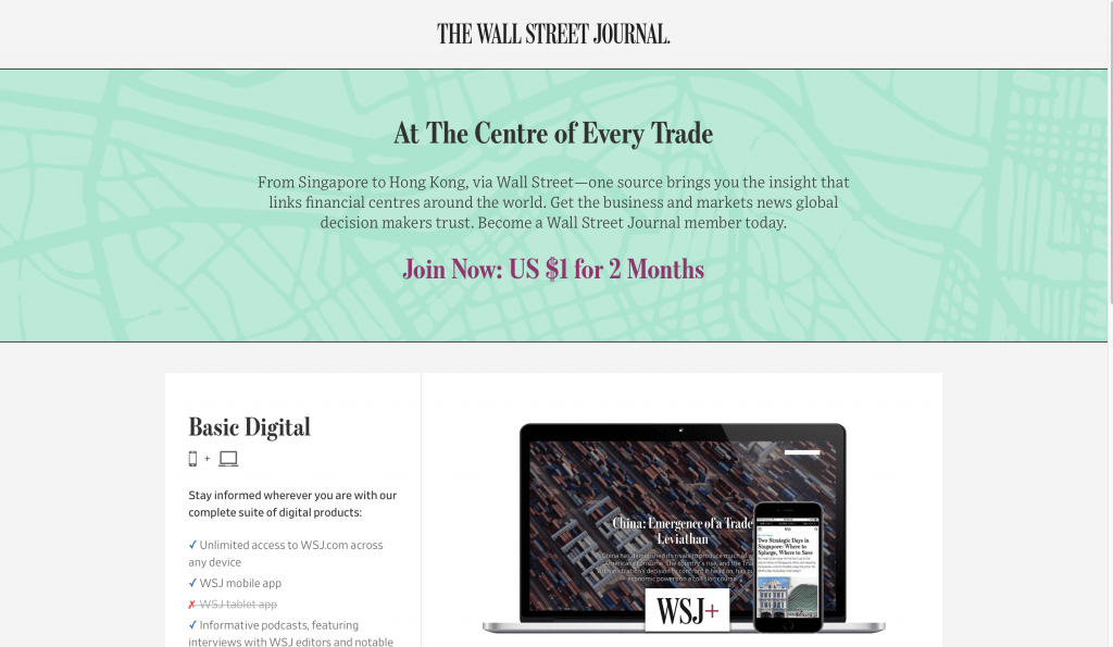 Sitio web del Wall Street Journal