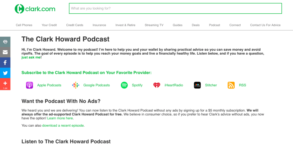 Los mejores podcasts de finanzas personales: el podcast de Clark Howard