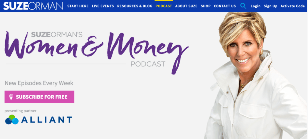 Los mejores podcasts de finanzas personales: Suze Orman's Women and Money
