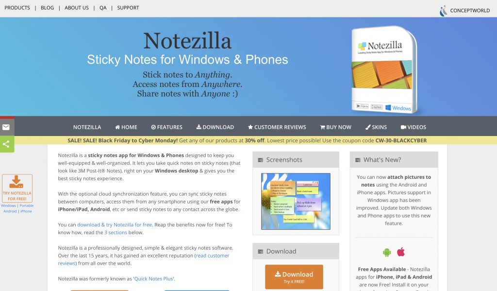 Sitio web de Notezilla