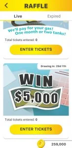 Sección de sorteos en Lucky Day