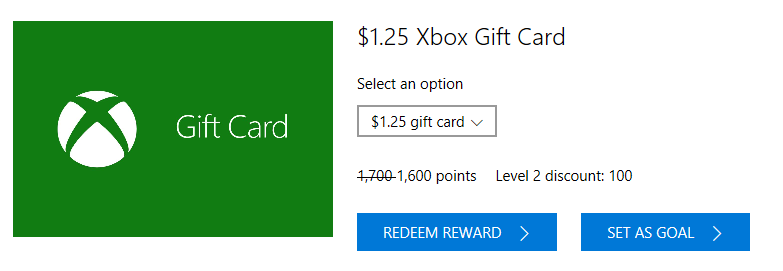 Opciones de canje en Microsoft Rewards
