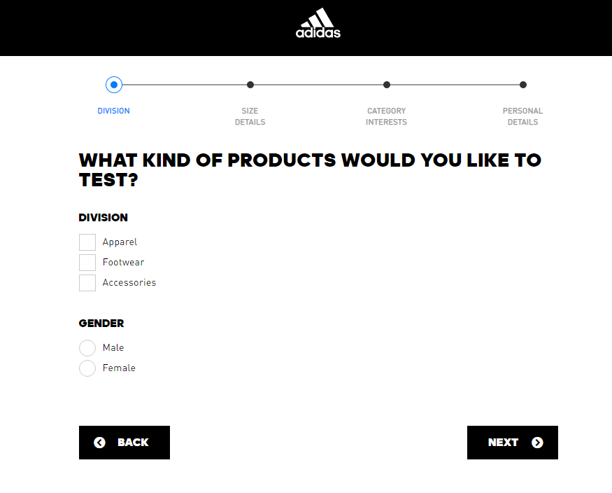 Adidas Product Testing Survey