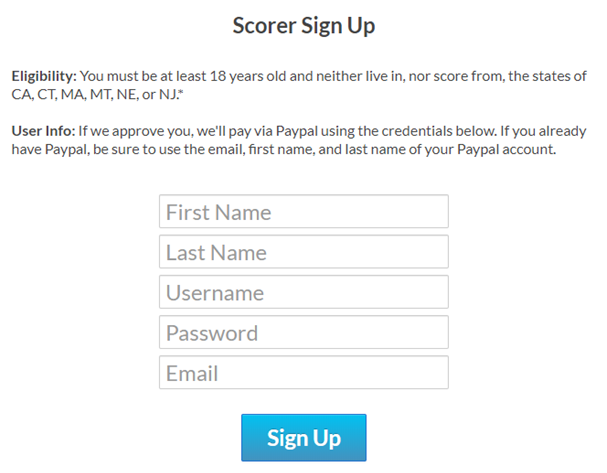 Página de registro de Literably