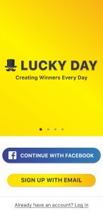 Pantalla de registro de Lucky Day