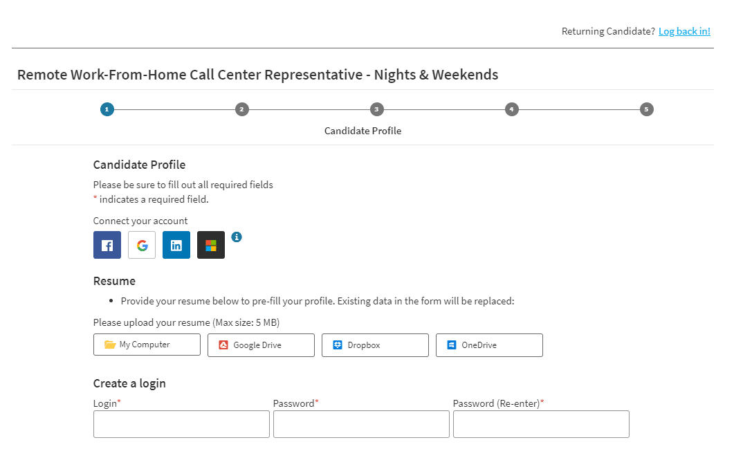 Proceso de solicitud en Liveops