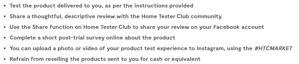 Reglas para participar en pruebas de Home Tester Club