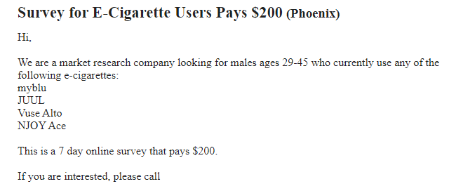 Craigslist Phone Survey
